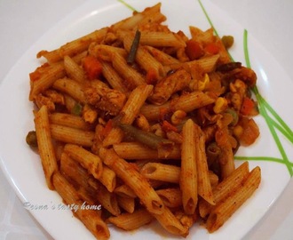 Indian style spicy chicken pasta (3)