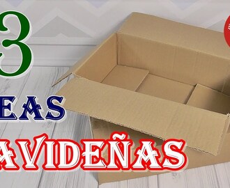 3 Ideas navideñas reciclando cartón para decorar en Navidad. Manualidades con cartón
