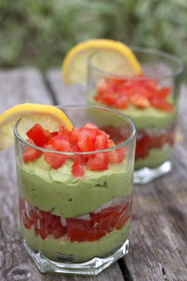 Mexicali Smooth Guacamole in Glasses with Tomatoes