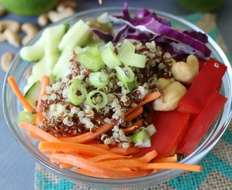 Crunchy Thai Style Quinoa Salad with a Creamy Peanut Dressing