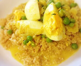 Quick Egg Curry with Quinoa... plus how to make Coconut Milk