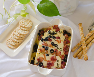 Baked Ricotta with Grapes and Black Olives
