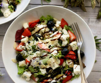 Strawberry Poppy Seed Salad with Asparagus and Rhubarb