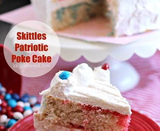 Skittles Patriotic Poke Cake