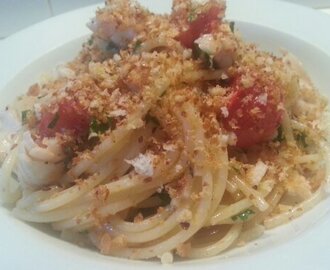 Summer Fish Spaghetti with Pangrattato and Cherry Tomatoes