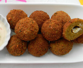 Indian Spiced Rice Balls with a Ginger/Lime Yogurt Dipping Sauce.