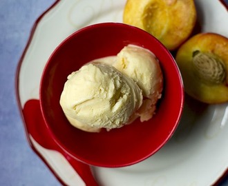 Peach Ice Cream (Eggless Recipe)