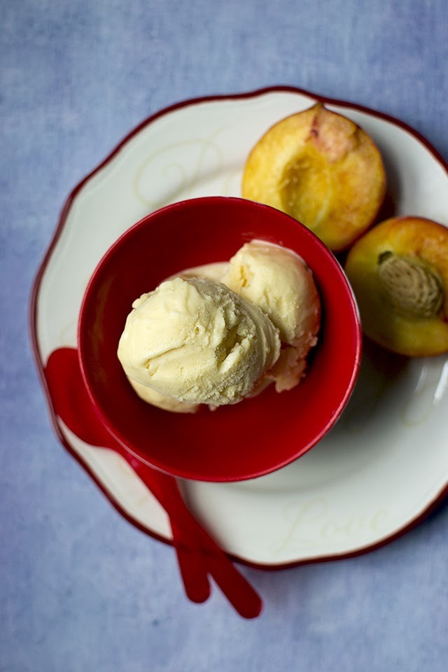 Peach Ice Cream (Eggless Recipe)
