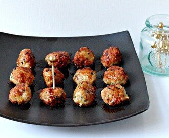 Chicken and Chive Meatballs with Soy and Ginger Glaze