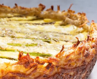 Asparagus and Two-Cheese Quiche with Hash-Brown Crust