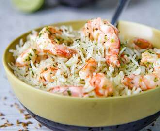 SHRIMP RICE SALAD with lime and cumin dressing