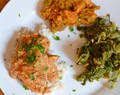 Murgh Makhani, Sweet Potato Masala, and Coconut Curry Kale