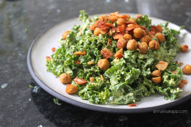 Recipe of the Week: Creamy Avocado Caesar Salad with Roasted Chick Pea Croutons
