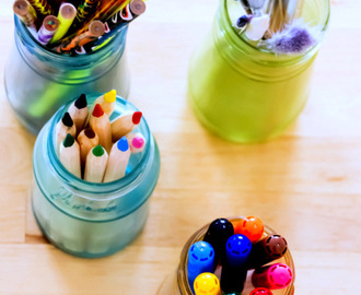 DIY Craft - Painted Mason Jars with School Glue/ Mod Podge and Food Color