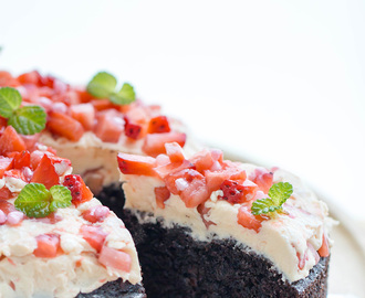 One bowl chocolate chip cake with crushed strawberry butter cream