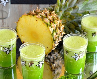 Tropikalny zielony koktajl z ananasem, bananem, jarmużem i selerem