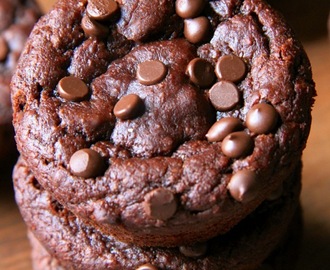 . flourless chocolate pumpkin muffins .