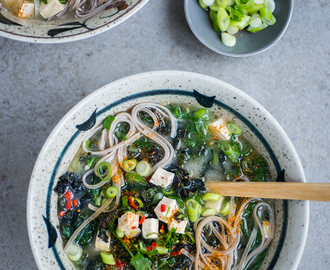Japanese Miso, Kale and Tofu Soup and In the Mood for Healthy Food Book Giveaway