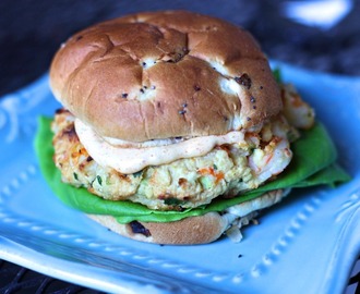 Grilled Shrimp Burgers with Sweet & Spicy Tartar Sauce