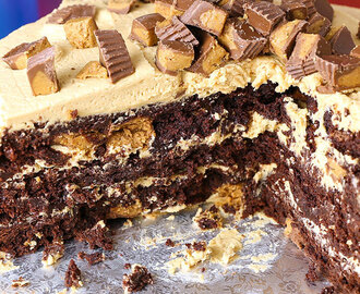 Reese's Peanut Butter Cup Extreme Brownie Cake