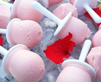 Rose and Strawberry Milkshake Ice Lollies