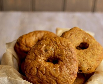 Pumpkin Raisin Bagels for #BreadBakers