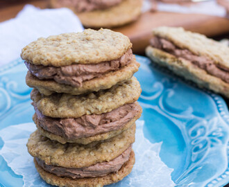 Oatmeal Creme Pies with Malted Chocolate Creme