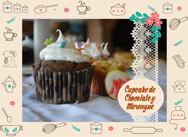 Receta fácil de Cupcake de Chocolate rellenos y  Merengue