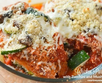 Chicken Parmesan Recipe with Zucchini and Mushrooms with Homemade Garlic Bread / Italian Surprise Party Feast