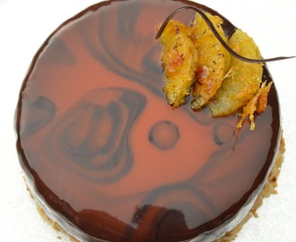 Spiced orange & rum cake with mirror glaze