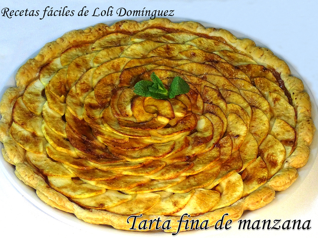 Tarta fina de manzana (En hojaldre) - Recetas fáciles de Loli Domínguez