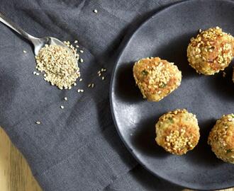 Sesame Salmon Balls with Ginger Tahini Dipping Sauce + Paleo Home Cooking GIVEAWAY