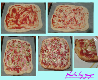 Πίτσα της γωγώς (μορταδέλα- μπέικον )