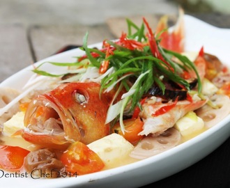 Teochew Style Steamed Fish Recipe with Seven Star Grouper