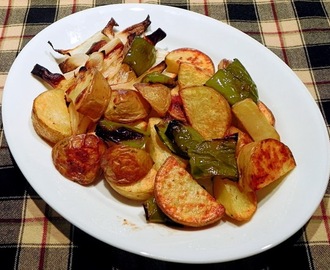 Roasted Potatoes with Green Peppers and Onions