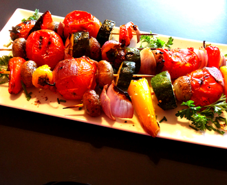 Grilled Vegetable Kabobs in White Wine and Honey Marinade