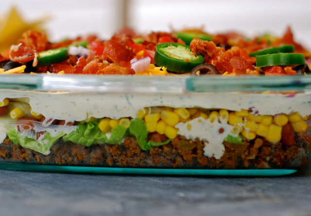 layered taco salad {in a cake pan}