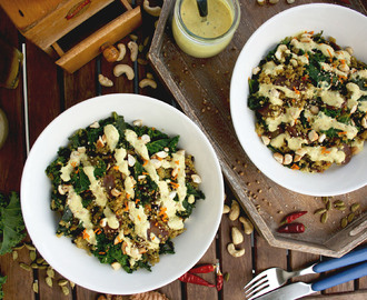 Healthy Quinoa Bowls with Kale, Carrots and Tahini Turmeric Dressing