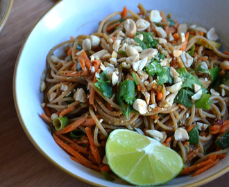 Cold Noodle Salad with Spicy Peanut Lime Sauce