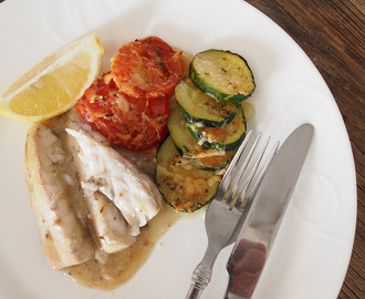 Woolworths Bag n Bake fish with zucchini + tomato bake