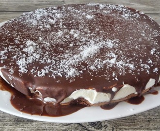 Gâteau glacé brownie chocolat noir crème glacée à la noix de coco