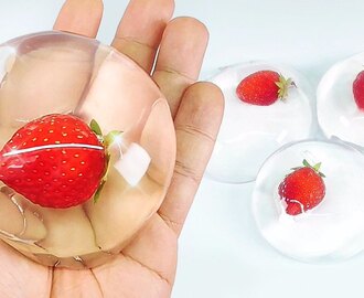 DIY Strawberry Raindrop Cake ! Water Cake Recipe (Ooho) MonsterKids