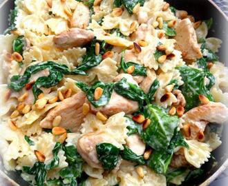 Skillet Chicken and Spinach Bowties