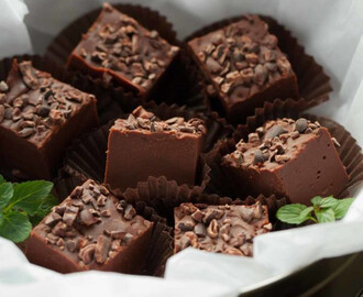 fudge de chocolate com menta, uma receita vegan para fazer em cinco minutos