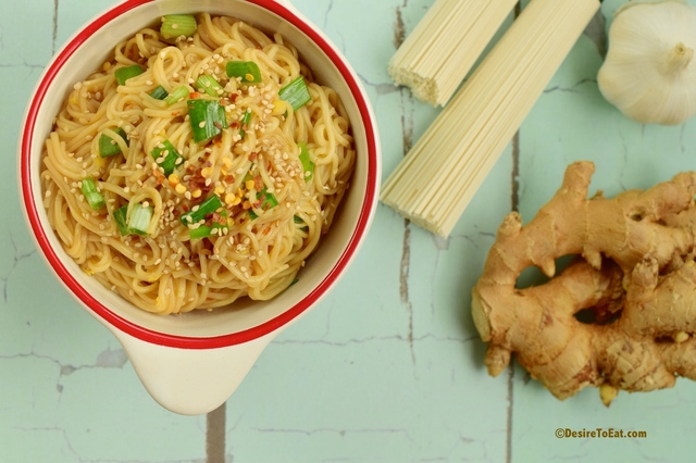 Somen noodle with ginger garlic sesame soy sauce