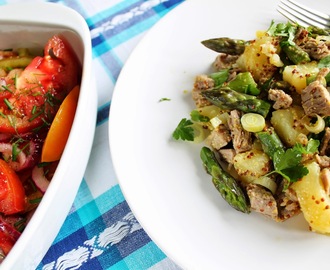 Insalata di manzo con patate e asparagi/ Салат с говядиной, картофелем и спаржей
