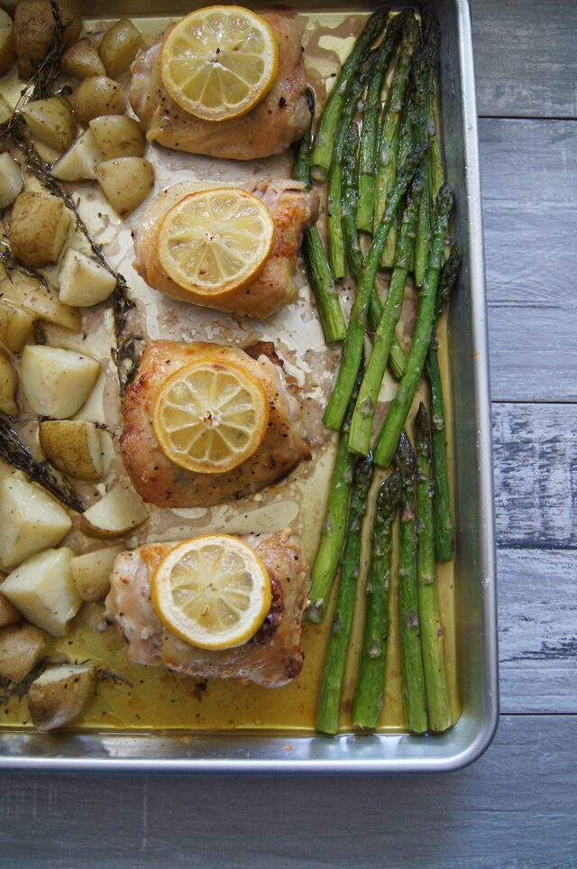 Sheet Pan Chicken with Potatoes and Asparagus