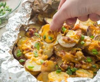 Cheesy Grilled Potatoes with Bacon + VIDEO