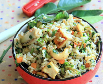 Brown Rice with Lemongrass, Tofu and Cashews - Vegetable, Tofu Fried rice - One Pot meal recipe - Simple lunch recipe