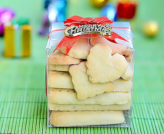 Easy Shortbread Cookies Recipe - Eggless Butter Biscuits - Christmas Recipes